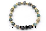 CGB8178 8mm African turquoise & black lava beaded stretchy bracelets