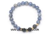 CGB8179 8mm blue spot stone & black lava beaded stretchy bracelets