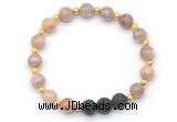 CGB8180 8mm sunstone & black lava beaded stretchy bracelets