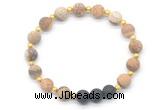 CGB8193 8mm matte picture jasper & black lava beaded stretchy bracelets