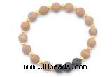 CGB8194 8mm matte wooden jasper & black lava beaded stretchy bracelets