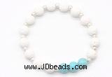 CGB8204 8mm white lava & blue howlite beaded stretchy bracelets