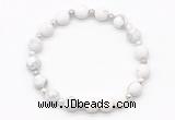 CGB8205 8mm matte white howlite & white lava beaded stretchy bracelets