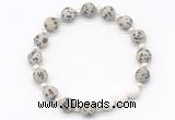 CGB8209 8mm matte dalmatian jasper & white lava beaded stretchy bracelets