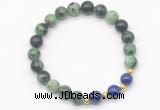 CGB8223 8mm ruby zoisite & lapis lazuli beaded stretchy bracelets