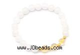 CGB8224 8mm white jade & citrine beaded stretchy bracelets