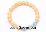 CGB8227 8mm honey jade & aquamarine beaded stretchy bracelets