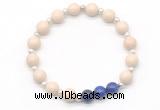 CGB8234 8mm white fossil jasper & lapis lazuli beaded stretchy bracelets