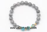 CGB8235 8mm grey picture jasper & sea sediment jasper beaded stretchy bracelets