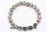 CGB8236 8mm dalmatian jasper & matte black agate beaded stretchy bracelets