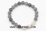 CGB8253 8mm labradorite & white moonstone beaded stretchy bracelets