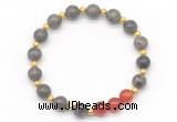 CGB8256 8mm rainbow labradorite & red agate beaded stretchy bracelets