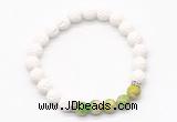 CGB8274 8mm white lava & green sea sediment jasper beaded mala stretchy bracelets