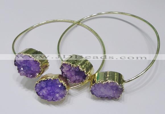 CGB829 13*18mm - 15*20mm oval druzy agate gemstone bangles