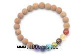 CGB8308 8mm matte wooden jasper 7 chakra beaded mala stretchy bracelets