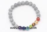 CGB8310 8mm matte grey picture jasper 7 chakra beaded mala stretchy bracelets