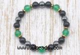 CGB8342 8mm green agate, black onyx & hematite energy bracelet