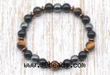 CGB8361 8mm yellow tiger eye, black onyx & hematite energy bracelet