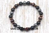 CGB8363 8mm red tiger eye, black onyx & hematite energy bracelet