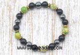 CGB8376 8mm blue sea sediment jasper, black onyx & hematite energy bracelet