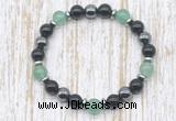 CGB8384 8mm green aventurine, black onyx & hematite energy bracelet