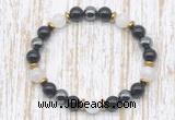 CGB8393 8mm grade A white moonstone, black onyx & hematite energy bracelet