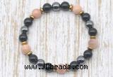 CGB8394 8mm sunstone, black onyx & hematite energy bracelet