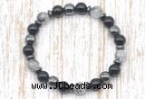 CGB8400 8mm black rutilated quartz, black onyx & hematite energy bracelet