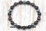 CGB8414 8mm garnet, black onyx & hematite energy bracelet