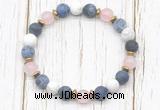 CGB8430 8mm matte sodalite, white howlite, rose quartz & hematite power beads bracelet