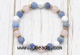 CGB8432 8mm matte lapis lazuli, white howlite, rose quartz & hematite power beads bracelet