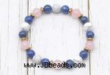 CGB8441 8mm lapis lazuli, white howlite, rose quartz & hematite power beads bracelet