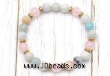 CGB8453 8mm amazonite, rose quartz & hematite power beads bracelet