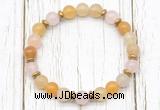 CGB8456 8mm yellow aventurine, rose quartz & hematite power beads bracelet