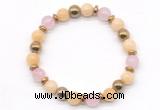 CGB8488 8mm rose quartz, honey jade & hematite energy bracelet