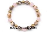 CGB8495 8mm rose quartz, zebra jasper & hematite energy bracelet