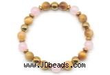 CGB8503 8mm rose quartz, golden tiger eye & hematite energy bracelet