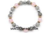 CGB8519 8mm rose quartz, labradorite & hematite energy bracelet