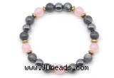 CGB8521 8mm rose quartz, black labradorite & hematite energy bracelet