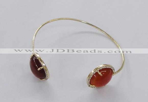 CGB855 15mm flat round agate gemstone bangles wholesale