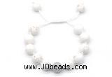 CGB8551 12mm round white howlite adjustable macrame bracelets