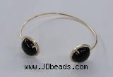 CGB856 15mm flat round agate gemstone bangles wholesale