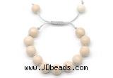 CGB8570 12mm round white fossil jasper adjustable macrame bracelets