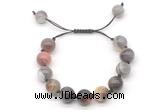 CGB8605 12mm round Botswana agate adjustable macrame bracelets