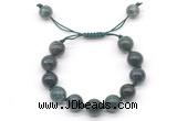 CGB8609 12mm round moss agate adjustable macrame bracelets