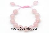 CGB8617 12mm round rose quartz adjustable macrame bracelets