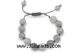 CGB8629 12mm faceted round labradorite adjustable macrame bracelets