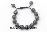 CGB8630 12mm round black labradorite adjustable macrame bracelets