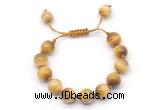 CGB8633 12mm round golden tiger eye adjustable macrame bracelets