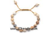 CGB8662 8mm,10mm round fossil coral adjustable macrame bracelets